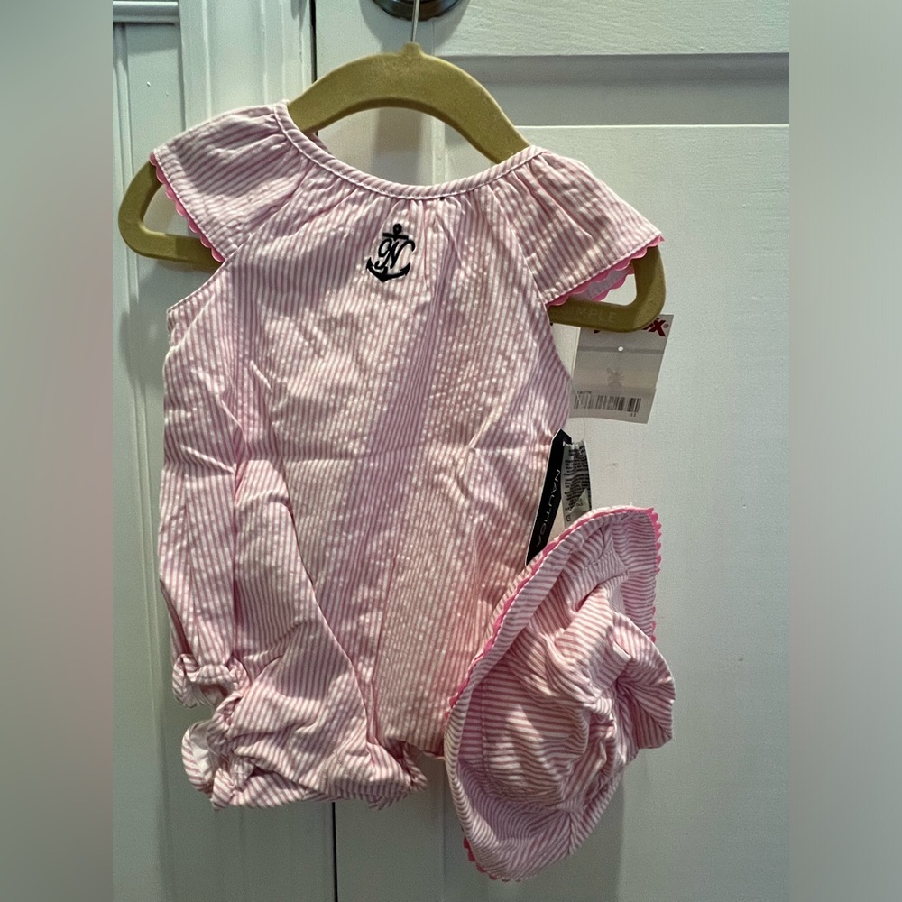 NWT- Girls Nautica onesie outfit with hat size 6-9 months